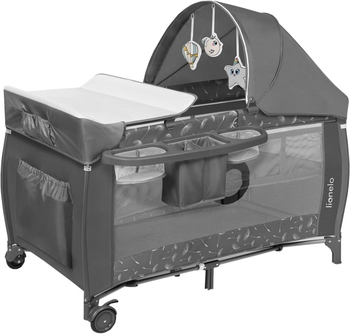 Ліжечко-манеж Lionelo Sven Plus Grey Concrete, сірий (LO-SVEN PLUS GREY CONCRETE) - Pampik