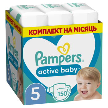Підгузки на липучках Pampers Active Baby 5 (11-16 кг), 150 шт. - Pampik