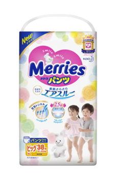 Подгузники-трусики Merries 5/XL (12-22 кг), 38 шт. - Pampik