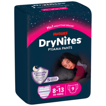 Підгузки-трусики для дівчаток Huggies DryNites Pyjama Pants (30-48 кг), 9 шт. - Pampik
