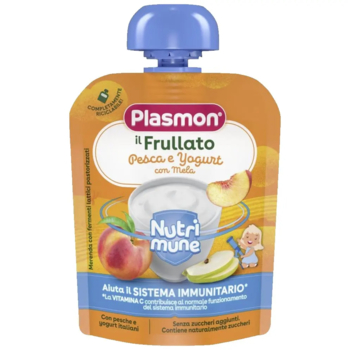 Пюре Plasmon Nutrimune Персики и яблоки с йогуртом, 85 г - Pampik
