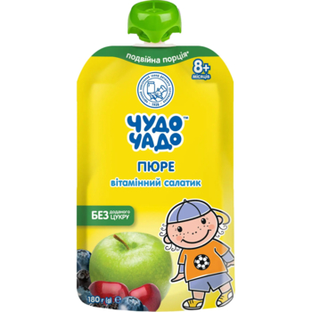 Пюре Чудо-чадо Вітамінний салатик без цукру, 180 г - Pampik