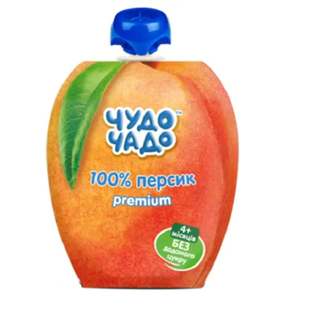 Пюре Чудо-чадо Pouch Персик, без цукру, 90 г (838615) - Pampik