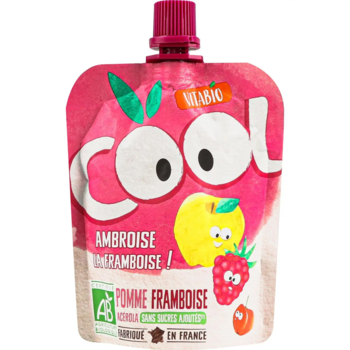 Органическое пюре Vitabio Cool Fruits с яблоком и малиной, 90 г - Pampik
