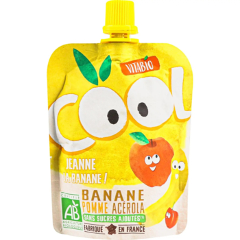 Органічне пюре Vitabio Cool Fruits з яблуком та бананом, 90 г - Pampik