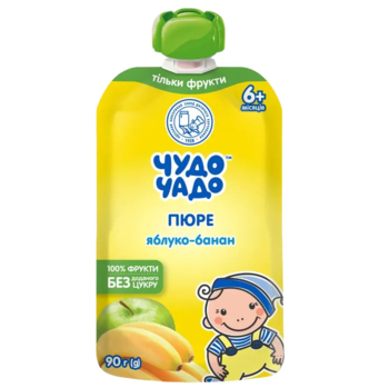 Пюре Чудо-Чадо Pouch Яблуко та банан без цукру, 90 г - Pampik