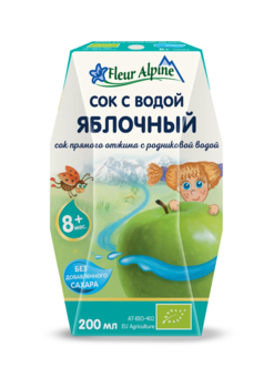 Сік Fleur Alpine із джерельною водою Яблуко, 200 мл - Pampik