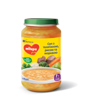 М'ясо-овочеве суп-пюре Milupa Суп з телятиной, 200 г - Pampik