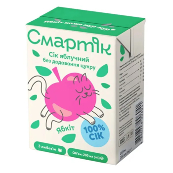 Сік Смартік Яблучний, освітлений, 200 мл - Pampik