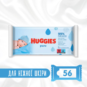 Вологі серветки Huggies Pure, 56 шт. - Pampik - 2