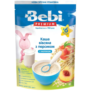 Молочна каша Bebi Premium Вівсяна з персиком, 200 г - Pampik