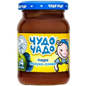 Пюре Чудо-чадо Яблуко і слива з цукром, 170 г - Pampik