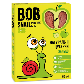 Натуральні цукерки Bob Snail Равлик Боб Яблуко, 60 г - Pampik