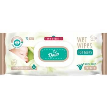 Дитячі вологі серветки Dada з алое, з клапаном, 72 шт. - Pampik