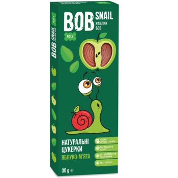 Фруктовые яблочные конфеты Bob Snail с мятой, 30 г - Pampik