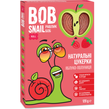 Фруктовые яблочно-клубничные конфеты Bob Snail, 120 г - Pampik