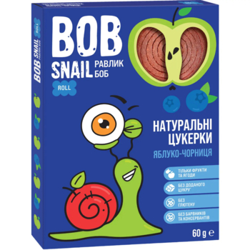 Натуральні цукерки Bob Snail Яблуко-Чорниця Roll, 60 г - Pampik