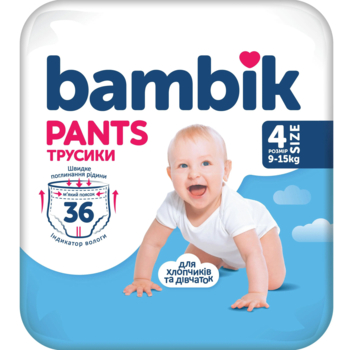 Подгузники-трусики Bambik 4 (9-15 кг), 36 шт. - Pampik