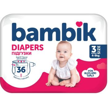 Підгузки на липучках Bambik 3 (4-9 кг), 36 шт. - Pampik - 2