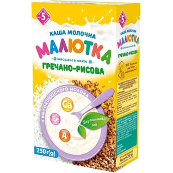 Молочна каша Малютка Гречано-рисова, 250 г - Pampik