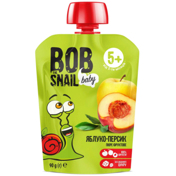 Пюре фруктове Bob Snail Яблуко-Персик пастеризоване, 90 г - Pampik