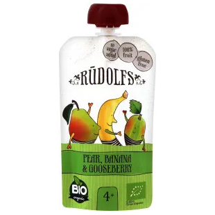 Пюре Rudolfs Pouch Смузи груша-банан-крыжовник, 110 г - Pampik