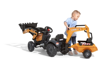 Дитячий трактор на педалях Falk 967N Case CE з причепом та ковшами помаранчевий (967N) - Pampik - 5