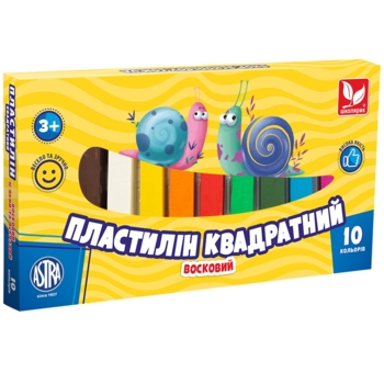 Пластилін восковий Школярик квадратний 10 кольорів 195 г (303115006-UA) - Pampik