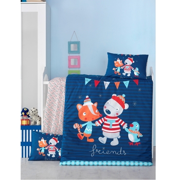 Комплект постельного белья LightHouse Bebek Winter, ранфорс, детский, 150х100 см, синий (2200000035233) - Pampik