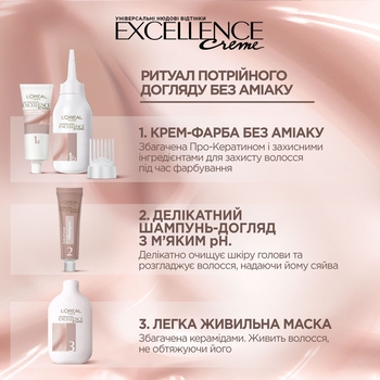 Фарба для волосся L’Oréal Paris Excellence Creme, відтінок 01 (супер-освітлюючий русявий натуральний), 176 мл (A9948800) - Pampik - 7
