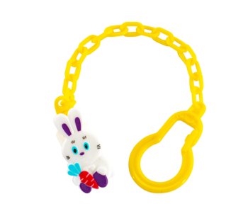 Ланцюжок для пустушки Baby Team Звірятка, жовтий (3332_зайчик) - Pampik