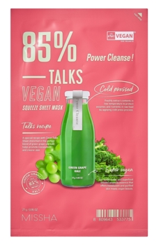 Тканевая маска Missha Talks Vegan Squeeze Power Cleanse, 27 г - Pampik