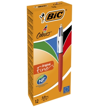 Ручка шариковая BIC 4 Colours Original Fine, 1 мм, 4 цвета, 12 шт. (982867) - Pampik