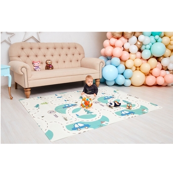 Дитячий двосторонній складний килимок Poppet Дорога додому та Пожежна команда, 150х200х0,8 см (PP019-150H) - Pampik - 6