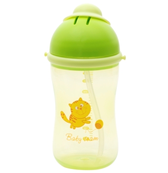 Поїльник Baby Team, з силіконовою трубочкою, 9+ міс., 380 мл, зелений (5010) - Pampik