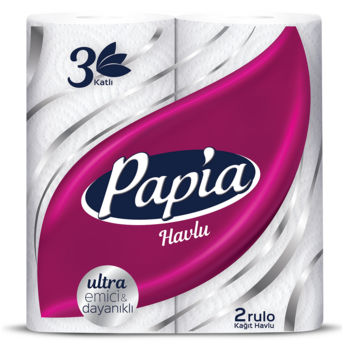Рушники кухонні Papia, тришарові, 2 рулони (70878) - Pampik