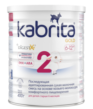 Адаптована суха молочна суміш на основі козячого молока Kabrita 2 Gold, 4,8 кг (12 шт. по 400 г) - Pampik - 2