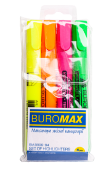 Набір текстових маркерів Buromax, круглі, 4 шт. (BM.8906-94) - Pampik - 2