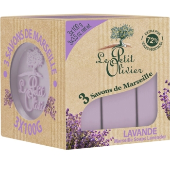 Марсельское мыло Le Petit Olivier 100%, лаванда, 3х100 г (3549620005868) - Pampik