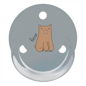 Пустушка силіконова Baby-Nova Penguin&Bear Uni, кругла, 0-24 міс., голубий та сірий, 2 шт. (3962098) - Pampik - 2