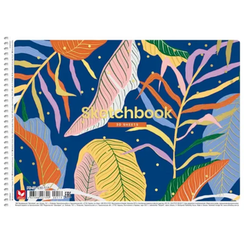 Альбом для рисования Школярик Цветные листья на темно-синем фоне 30 листов (PB-SC-030-519) - Pampik