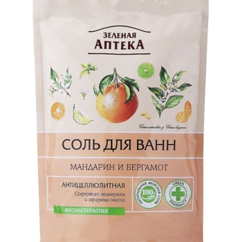 Сіль для ванн Зеленая Аптека Мандарин та бергамот антицелюлітна 500 г - Pampik