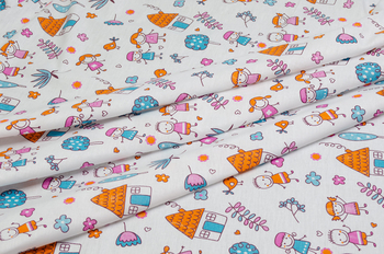 Комплект постельного белья Home Line Мальчики и девочки, бязь, 147х112 см, белый с оранжевым (159136) - Pampik - 2