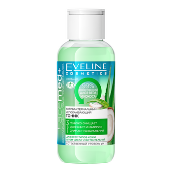 Тоник Eveline Facemed+, 3 в 1, антибактериальный, успокаивающий, 100 мл - Pampik