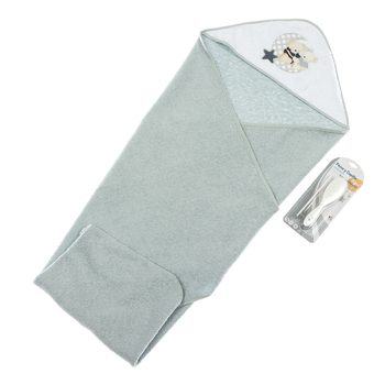 Полотенце с расческой и щеткой Interbaby Amoroso, серый (8100232) - Pampik