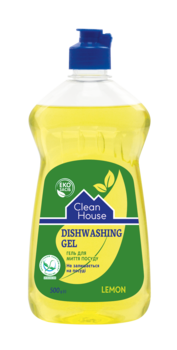 Гель антибактеріальний для миття посуду Clean House Лимон, 500 мл - Pampik