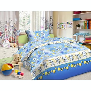 Комплект постельного белья Ecotton Миледи Сонный Мишка, бязь, детский, 140х110 см (07178) - Pampik
