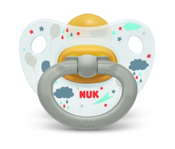 Пустышка латексная NUK Happy Kids Тучки, ортодонтическая, 18+ мес., серый (3952340) - Pampik