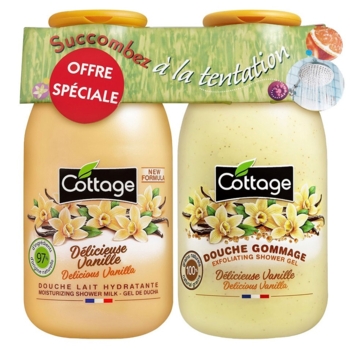 Набор Cottage Delicious Vanilla Молочко для душа, 250 мл и гель-эксфолиант, 270 мл - Pampik