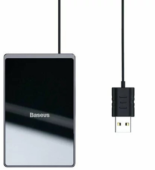 Бездротовий зарядний пристрій Baseus Wireless Charger Card Ultra-Thin 15W (with USB cable 1m), чорний (т28135) - Pampik